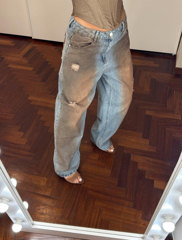 Jeans tasca ecopelle