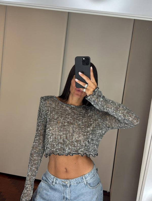 Maglia crop filo con spallina