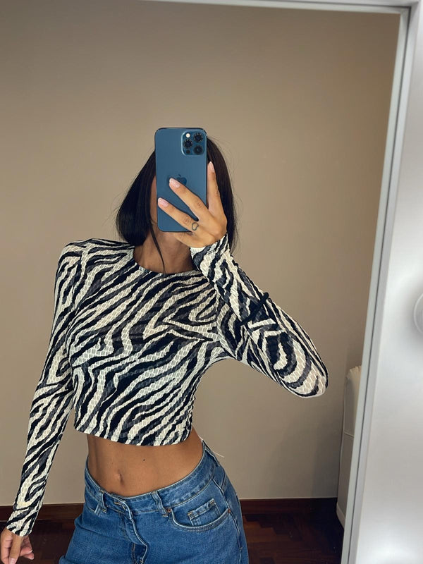 Maglia crop zebra